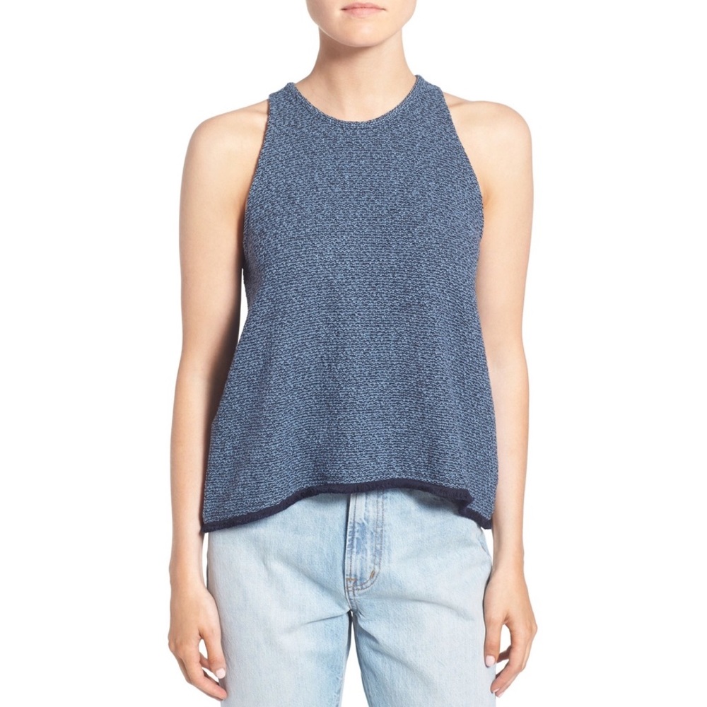 Madewell Blue Knit Swing Fringe Sleeveless Tank Top - XS